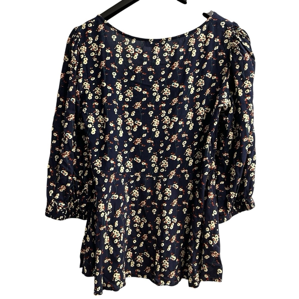 Suzanne Betro Top Women 1X Dark Floral Smocked Tunic Coquette Boho Hippie Casual